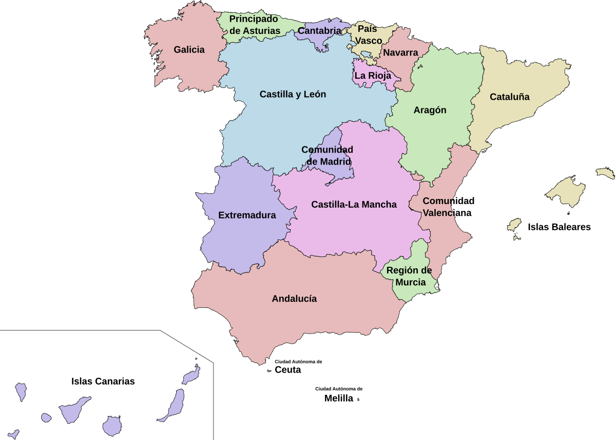 Mapa de comunidades autónomas de España